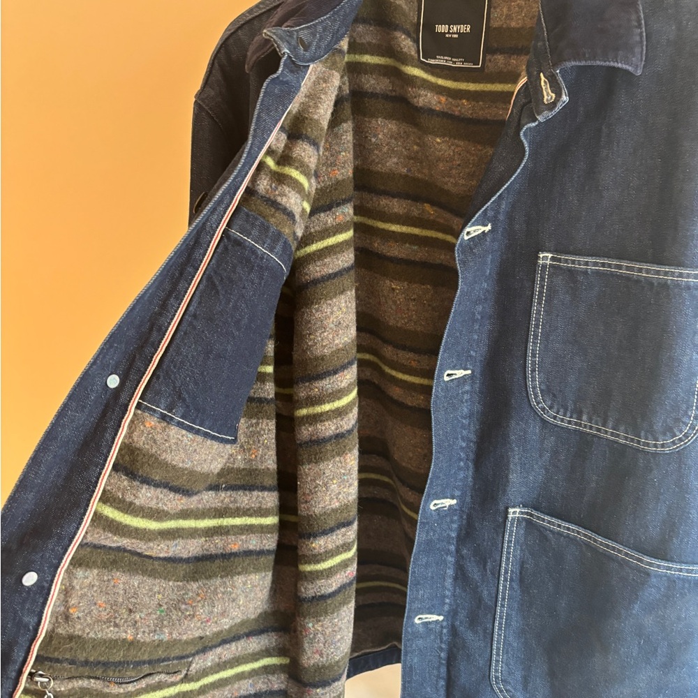 Todd Snyder Indigo Denim Blanket-Lined Workwear Chore Barn Jacket - XL - Picture 4 of 12